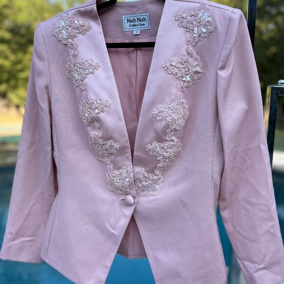 Very Pretty Embellished 2 Piece Nah Nah Collection Dress and Jacket Set- Size 12 - Picture 2 of 6